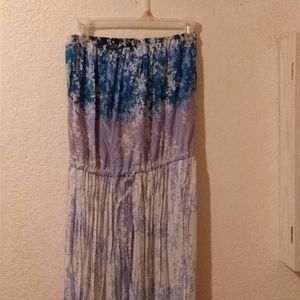 Blue strapless maxi dress
